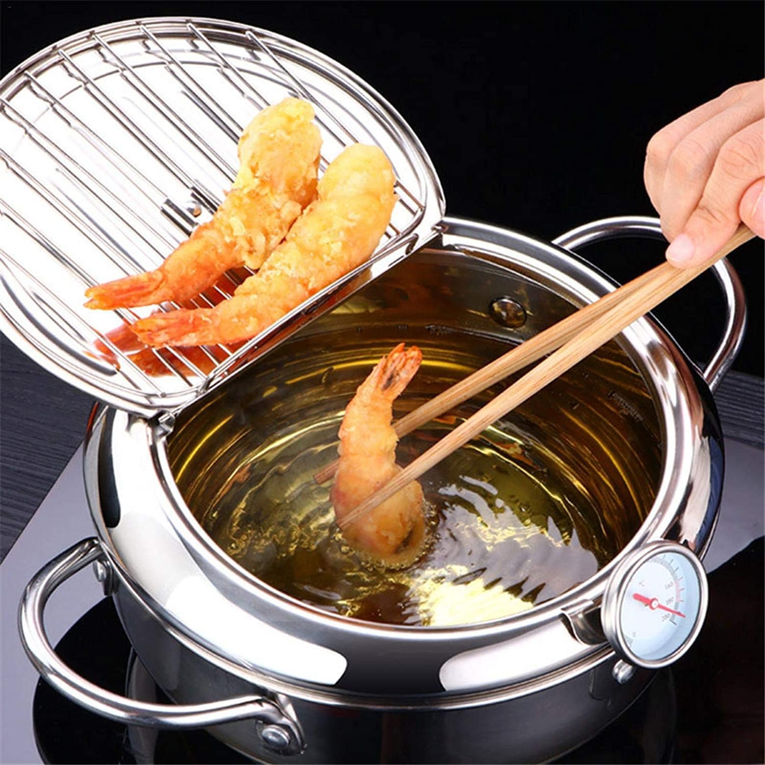 Stainless Steel Deep Frying Pot With Strainer Stainless Steel Deep Frying Pot With Strainer
