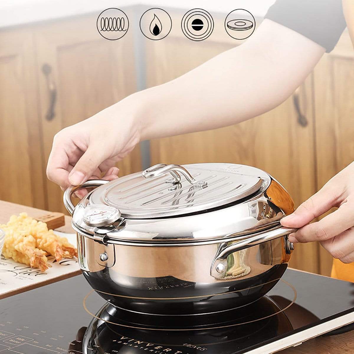 Stainless Steel Deep Frying Pot With Strainer Stainless Steel Deep Frying Pot With Strainer