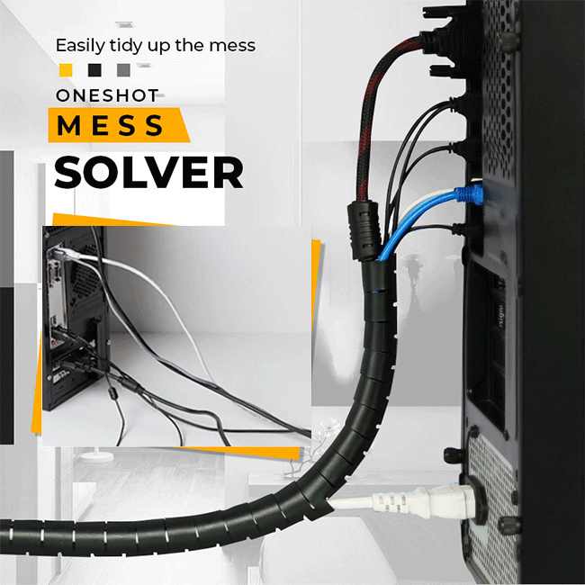 Wire Cable Sleeve Organizer Wire Cover Strip for Insulation - Flexible Spiral Cable Organizer Black / 10 mm Flexible Spiral Cable Organizer