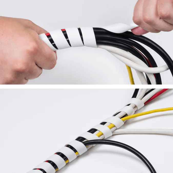 Wire Cable Sleeve Organizer Wire Cover Strip for Insulation - Flexible Spiral Cable Organizer White / 10 mm Flexible Spiral Cable Organizer