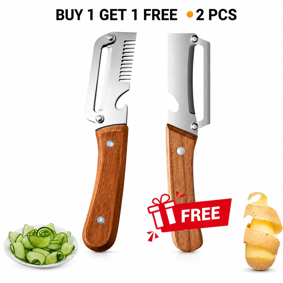 3-in-1 Vegetable Peeler, Slicer & Bottle Opener (Pack of 2)