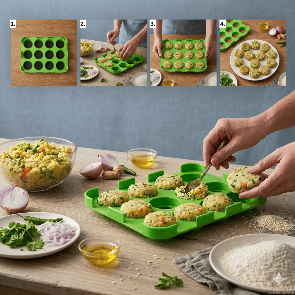 12 Slot Cutlet & Tikki Maker | Burger Tikki Cutlet Maker Patty Smasher Tikkis Shaper 12 Slot Cutlet & Tikki Maker