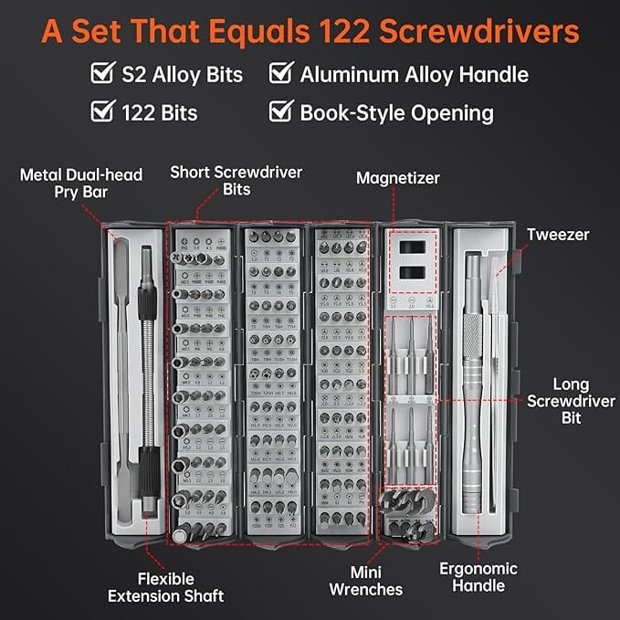 128 in 1 Mini Screwdriver Set | Screw Driver Dril Bits Mini Magnetic Tools Precision Tools 128 in 1 Mini Screwdriver Set