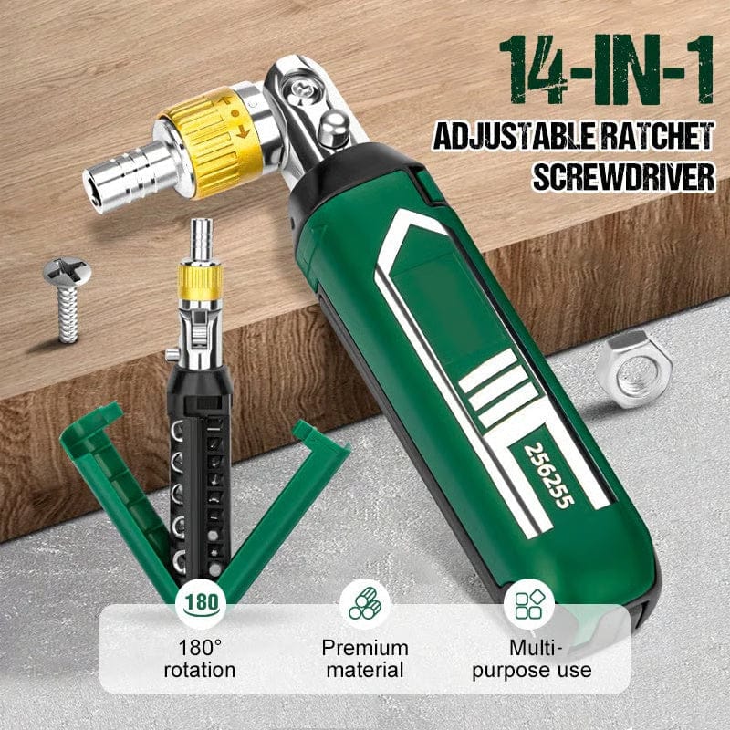 14-in-1 Adjustable Ratchet Screwdriver | Screw Driver Ratchet Screwdriver Bits Set Electric Power Adjustable 14-in-1 Adjustable Ratchet Screwdriver