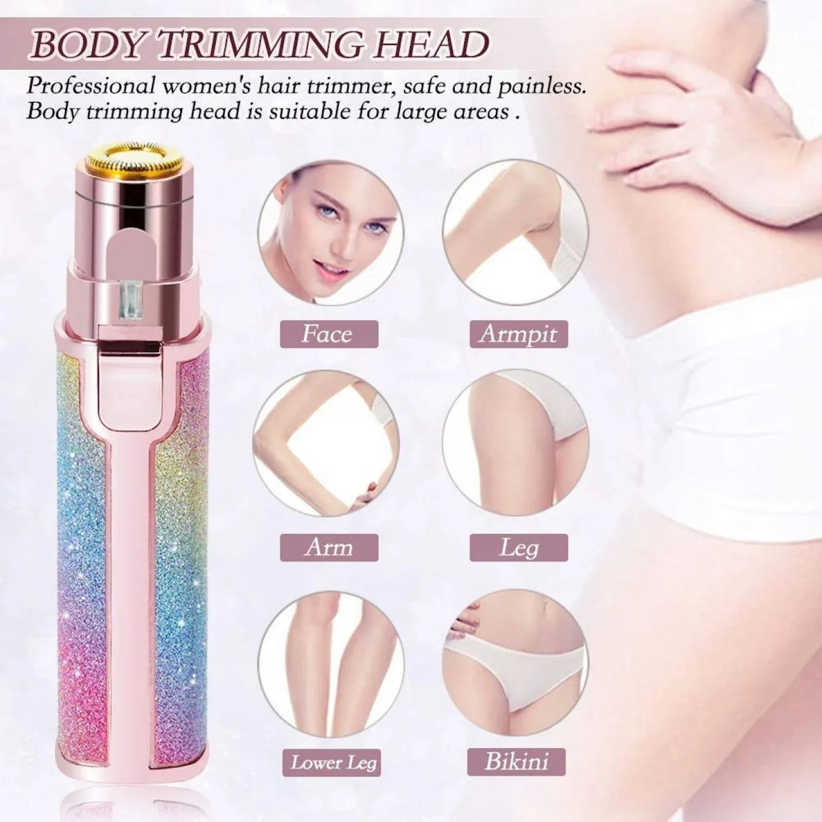 2 in 1 Painless Hair Remover | Hair Removal Facial Eyebrow Trimmer Upper Lip Razor Machine 2 in 1 Painless Hair Remover