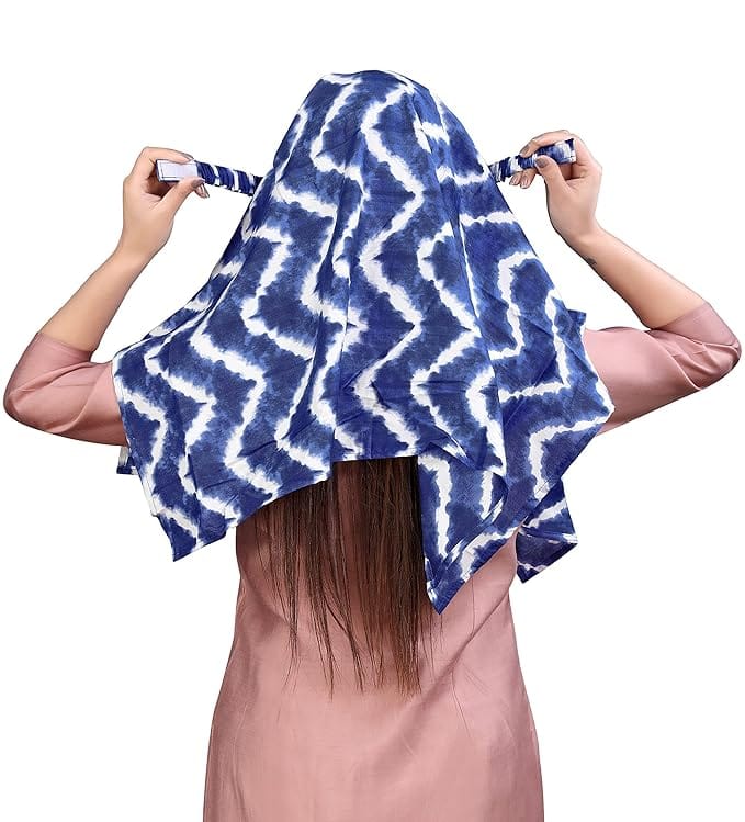 2-in-1 Scarf Face Mask | Cap For Women Hat Sun Protection Masks  Blue (Leheriya) 2-in-1 Scarf Face Mask