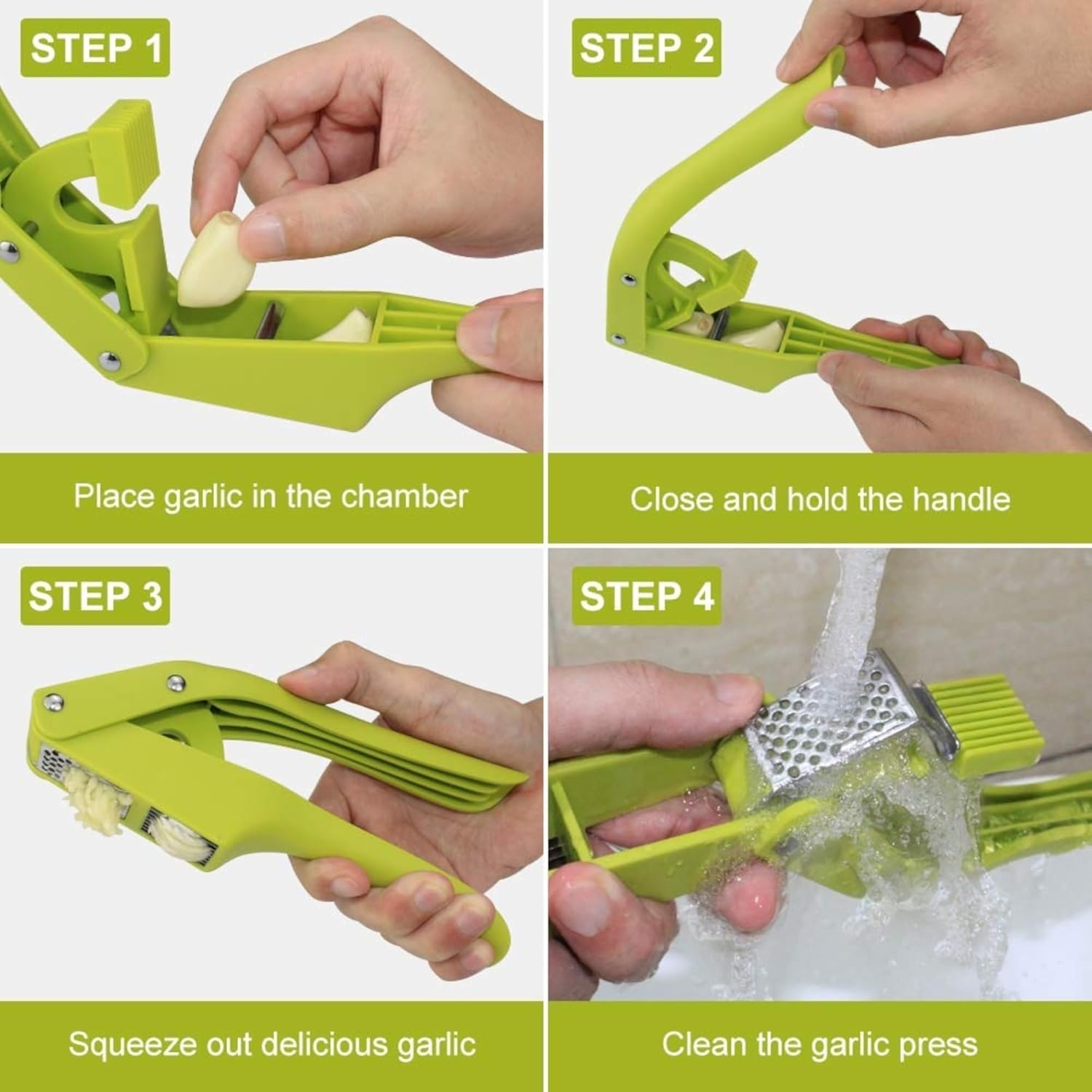 2 in 1 Stainless Steel Garlic Press & Mincer | Kitchen Items Garlic Press Chopper Squeezer Masher Chopper Mincer 2 in 1 Stainless Steel Garlic Press & Mincer
