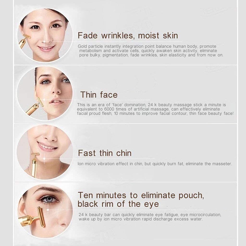 24k Gold Face Massager Roller For Skin Massage Tool 24k Gold Face Massager