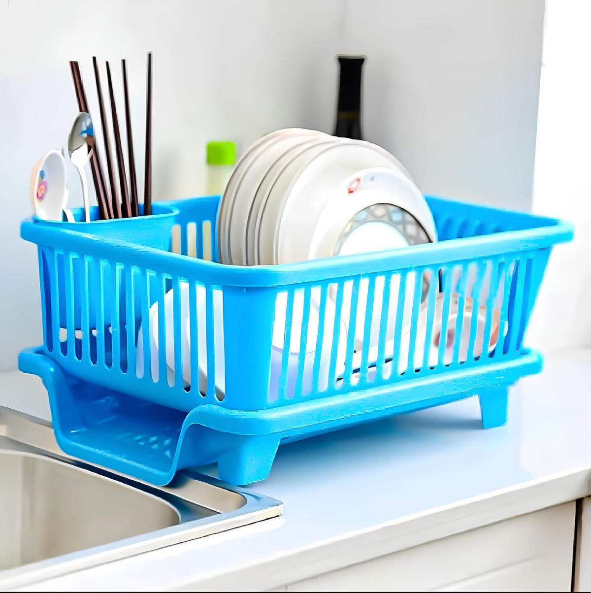 3 in 1 Kitchen Dish Drainer | Kitchen Items Dish Rack Sink Drainer Drying Utensil Holder Kitchenware 3 in 1 Kitchen Dish Drainer