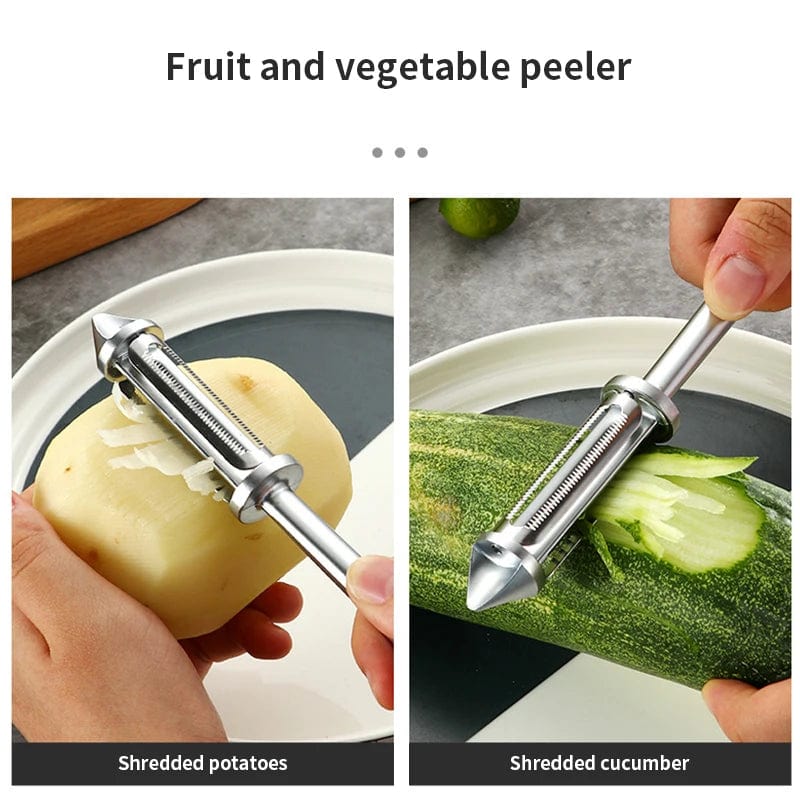 3 In 1 Multifunctional Veggie Peeler | Potato Peeler Vegetable Knife Slicer Fruit Peeler Kitchen 3 in 1 Knife 3 in 1 Stainless steel Multifunctional Veggie Peeler (Pack of 2)