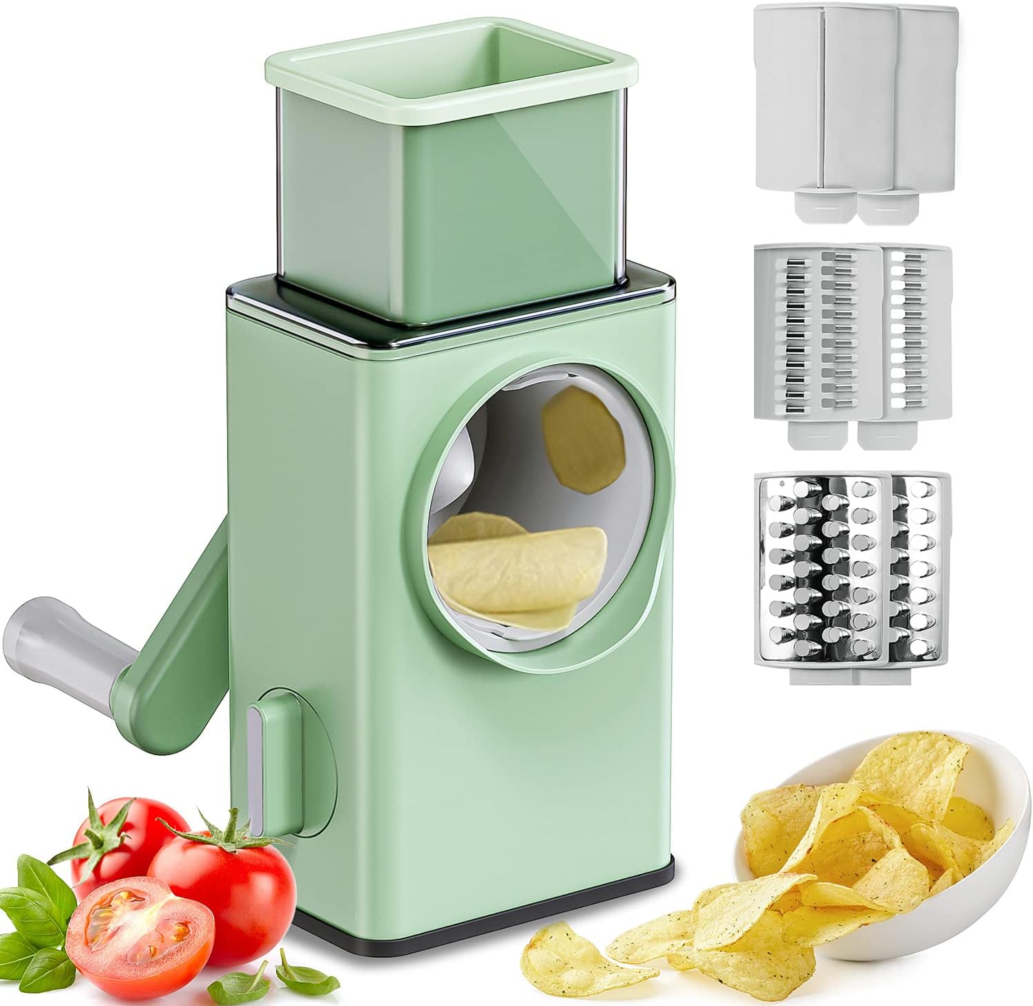3-in-1 Rotary Vegetable & Cheese Grater| Vegetable Cutter Chopper Onion Cutting Machine Cheese Grater - 3-in-1 Rotary Vegetable & Cheese Grater