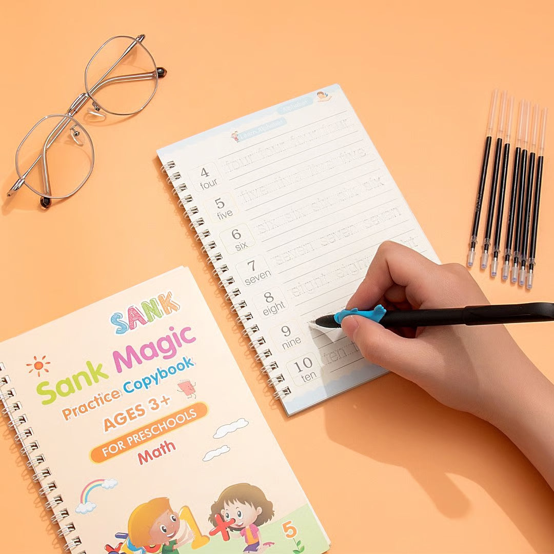 Magic Practice Copybook (4 BOOKS,1 PEN,1 GRIP,10 REFILL)