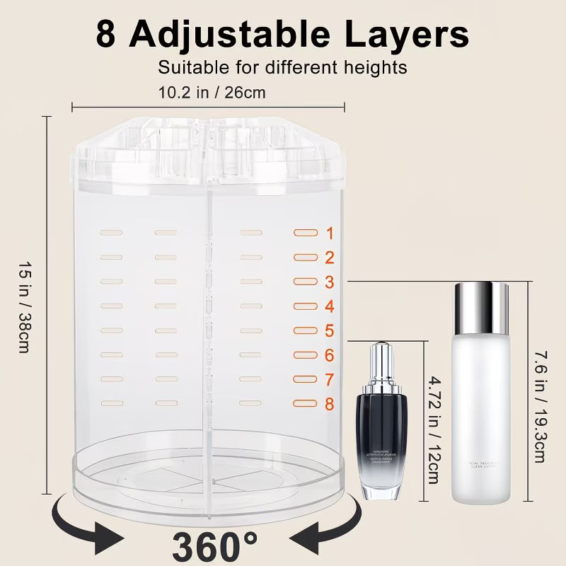 360° Rotating Makeup Organiser | Storage Box Makeup Organiser Cosmetics Vanity Box Organizer 360° Rotating Makeup Organiser