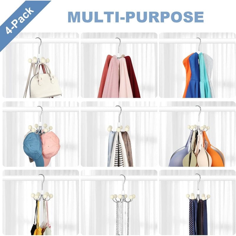 360° Swivel Hoodie & Purse Organizer (Set of 2) | Wood Hanger Plastic Hooks Wardrobe Hangers 360° Swivel Hoodie & Purse Organizer (Set of 2)