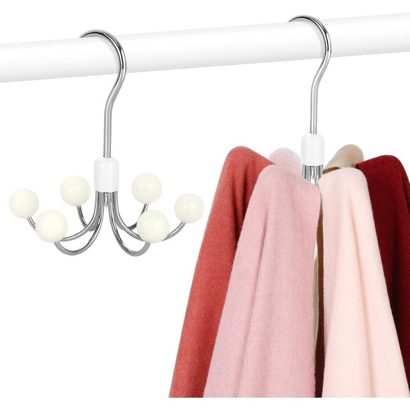 360° Swivel Hoodie & Purse Organizer (Set of 2) | Wood Hanger Plastic Hooks Wardrobe Hangers White 360° Swivel Hoodie & Purse Organizer (Set of 2)