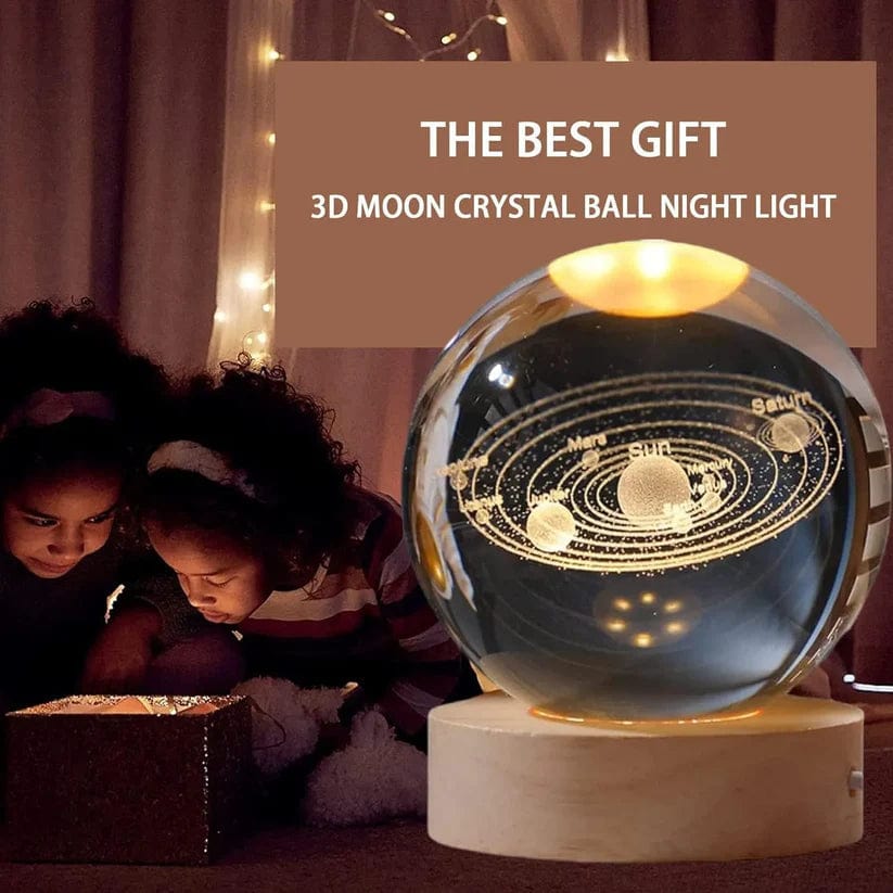 3d Crystal Lamp Ball | Night Lamp Moon Light For Bedroom Crystal Ball Study Table Lamp Lamp 3d Crystal Lamp Ball