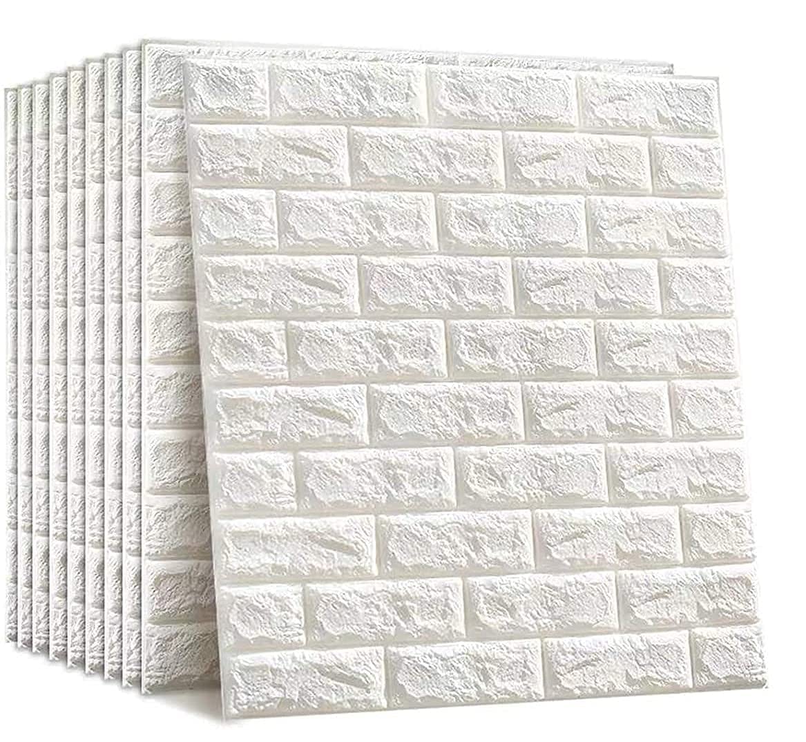 3D Foam Brick Wallpaper (Set of 2) - 77x70 cms | 3d Wallpaper White Wall Stickers Home decor Self Adhesive 3D Foam Brick Wallpaper (Set of 2) - 77x70 cms