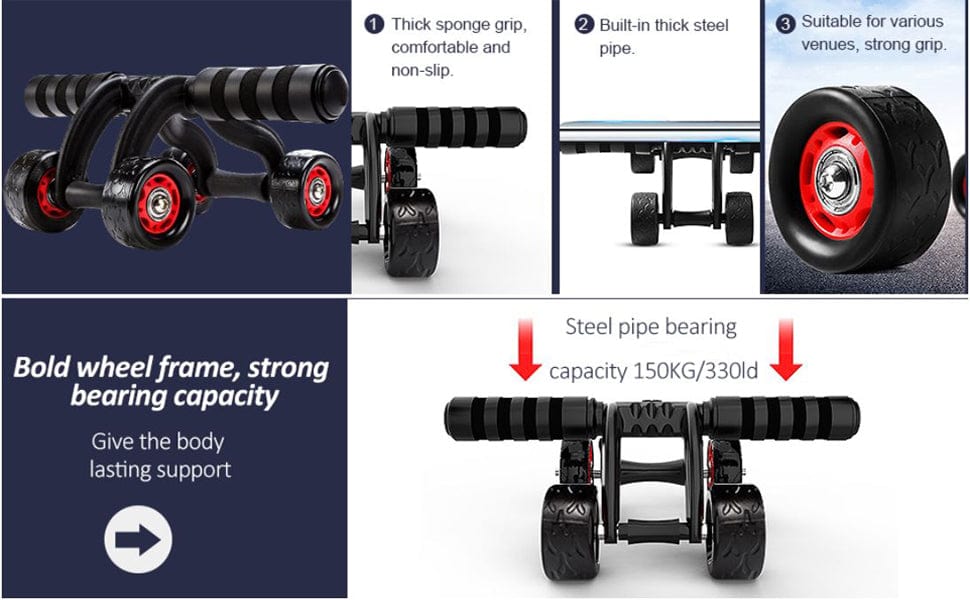 4 Wheel Abs Roller Home Gym Equipment for Workout 4 Wheel Abs Roller
