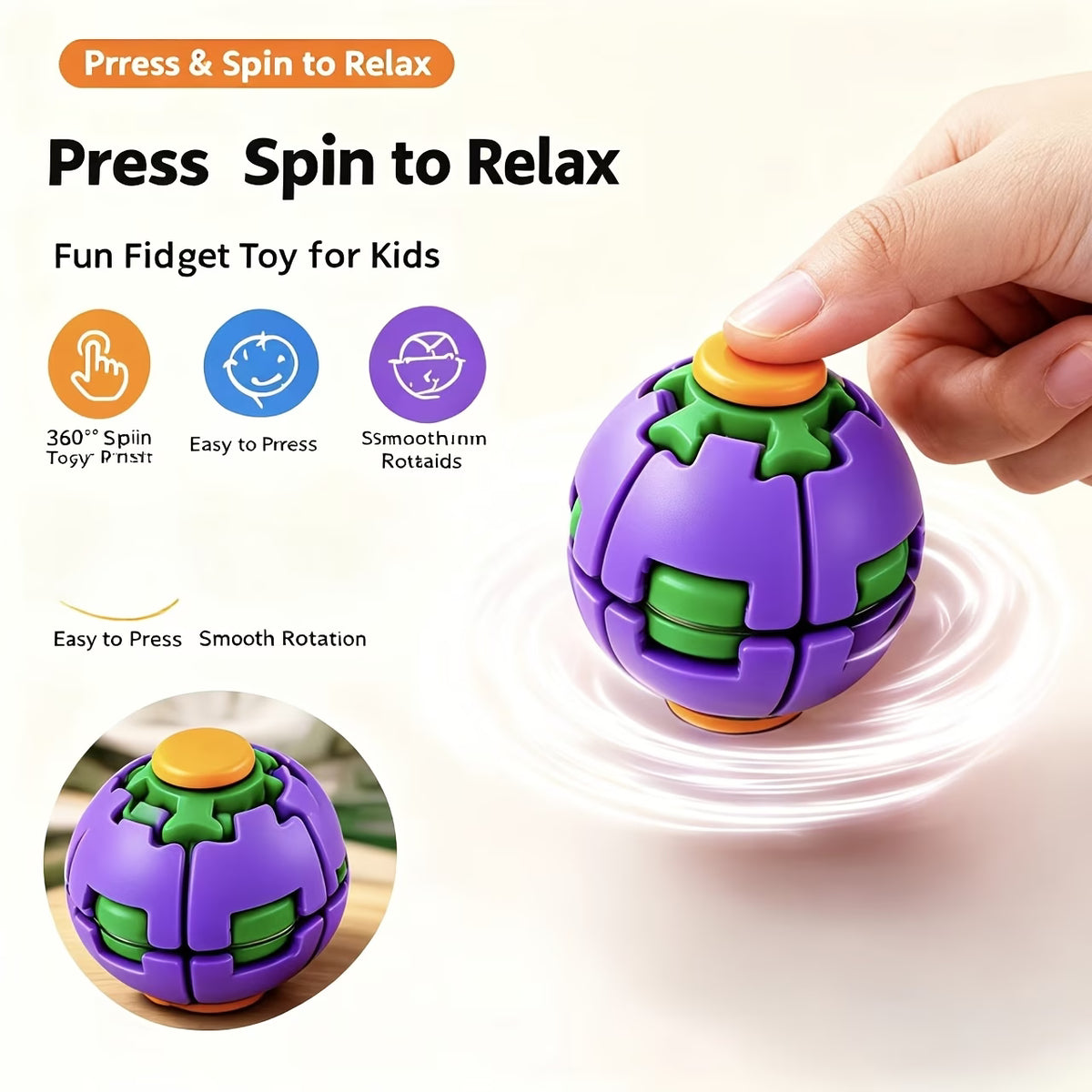 3D Press-to-Spin Fidget Ball