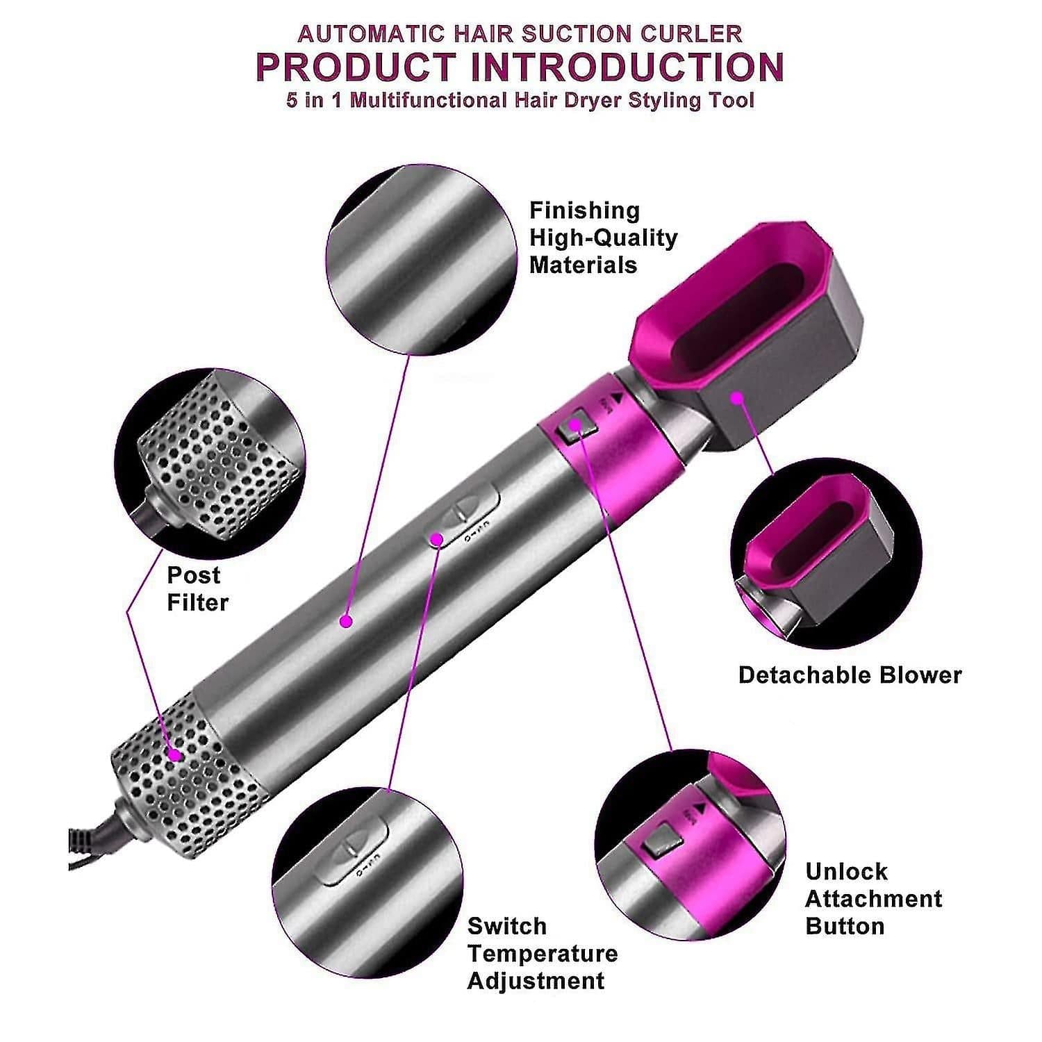5-in-1 Multifunctional Hair Styling Tool | Hair Styler Hairdresser Dryer For Hair Salon Comb Straightener 5-in-1 Multifunctional Hair Styling Tool