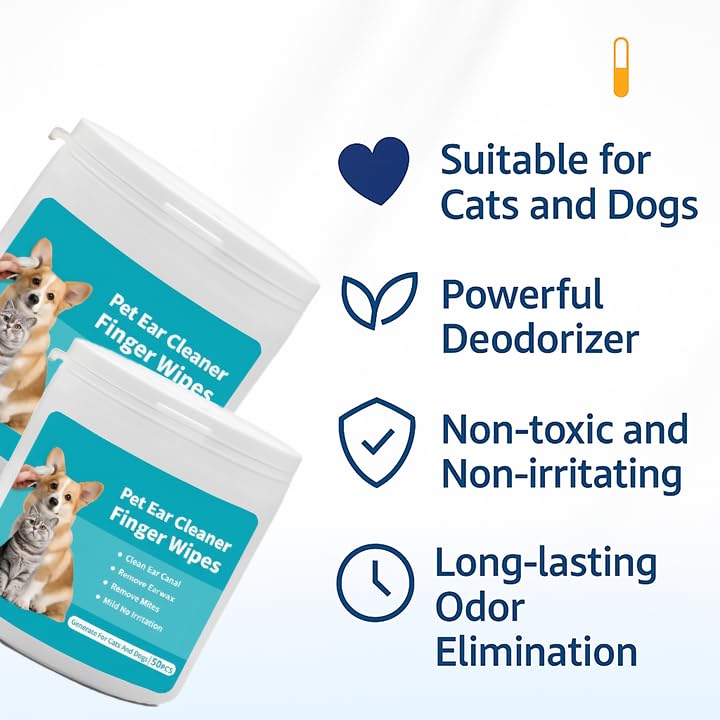 Pet Ear Cleaning Finger Wipes (50pcs Set)