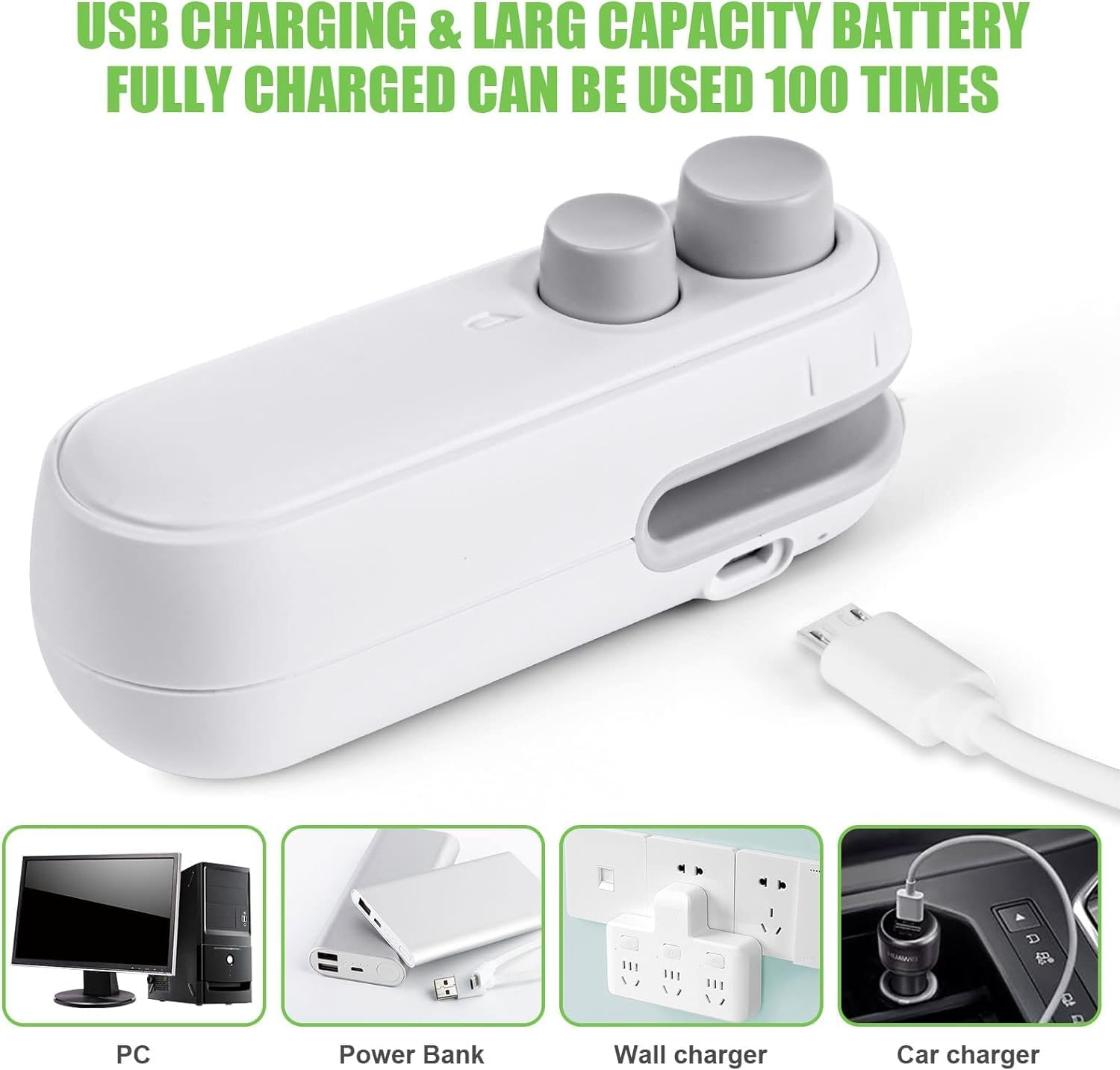 Portable 2 in 1 USB Rechargeable Magnetic Sealer