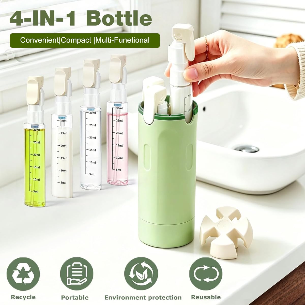 4-in-1 Travel Refillable Bottle Set