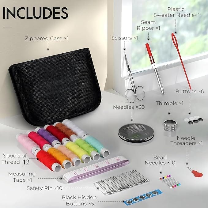 72 Pieces All-in-One Sewing Kit | Sewing Kit Needle Threader Fabric Scissors Tools String 72 Pieces All-in-One Sewing Kit