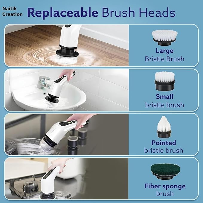 9-in-1 Electric Spin Scrubber | Floor Cleaning Mop Cleaner Bathroom Brush Maintenance - 9-in-1 Electric Spin Scrubber