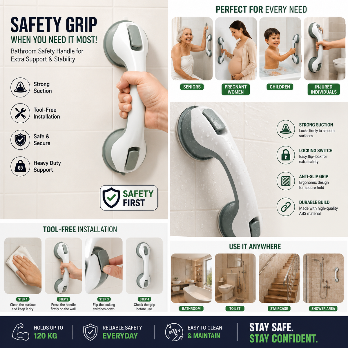 Suction Safety Grab Bar
