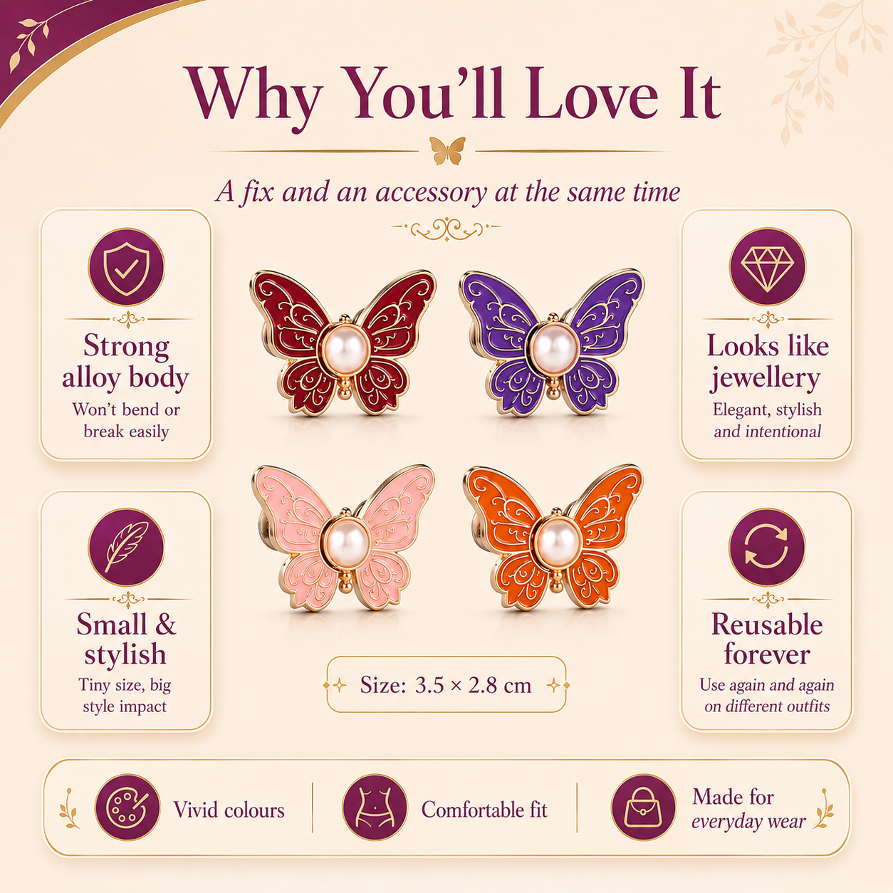 Butterfly Waistband Adjuster Clip (Pack of 2)