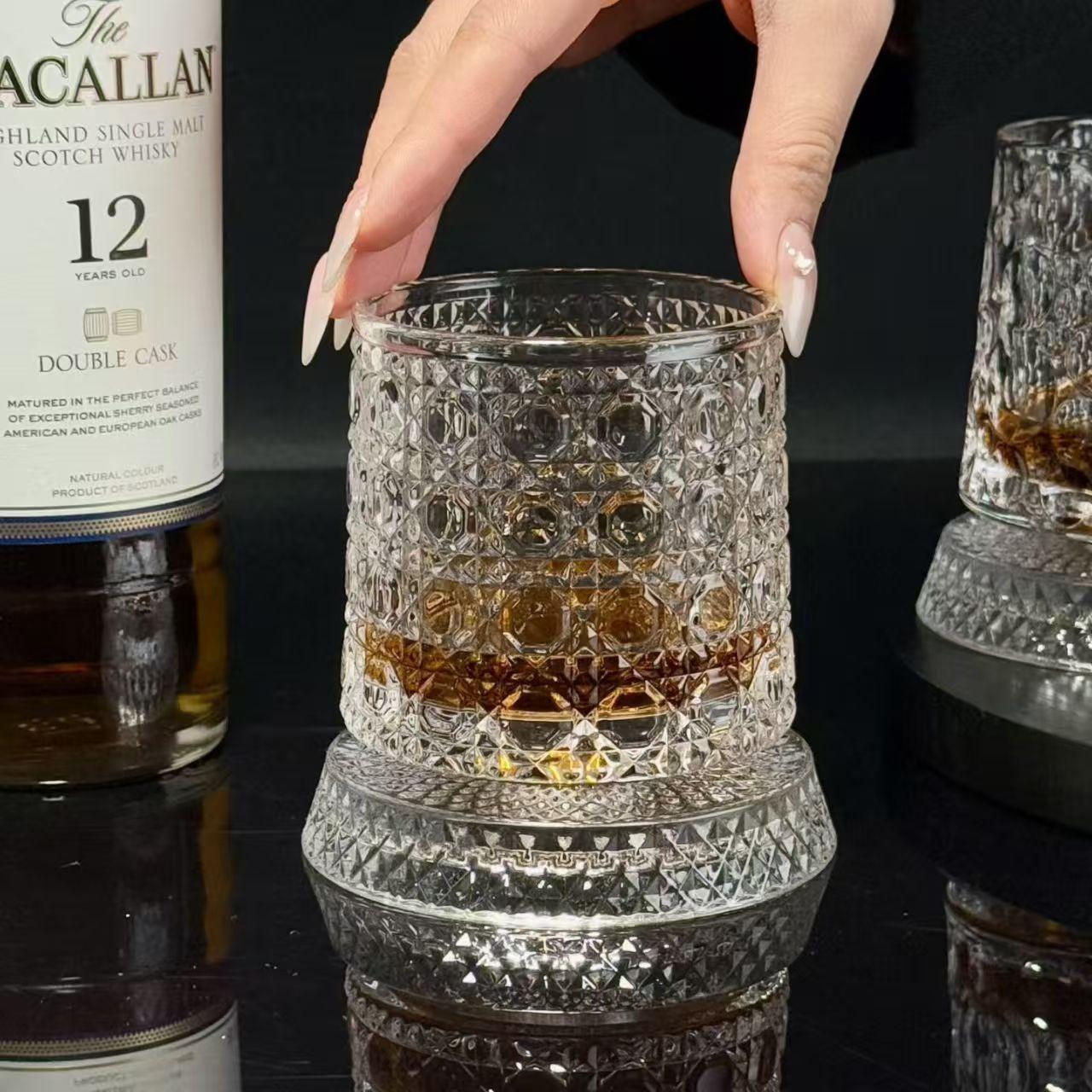 Premium Rotating Base Whiskey Glass
