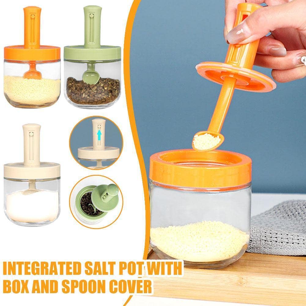 Air Tight Jar with Stand Spoon | Airtight Plastic Container Storage Box Glass Jar With Lid Kitchen - Air Tight Jar with Stand Spoon