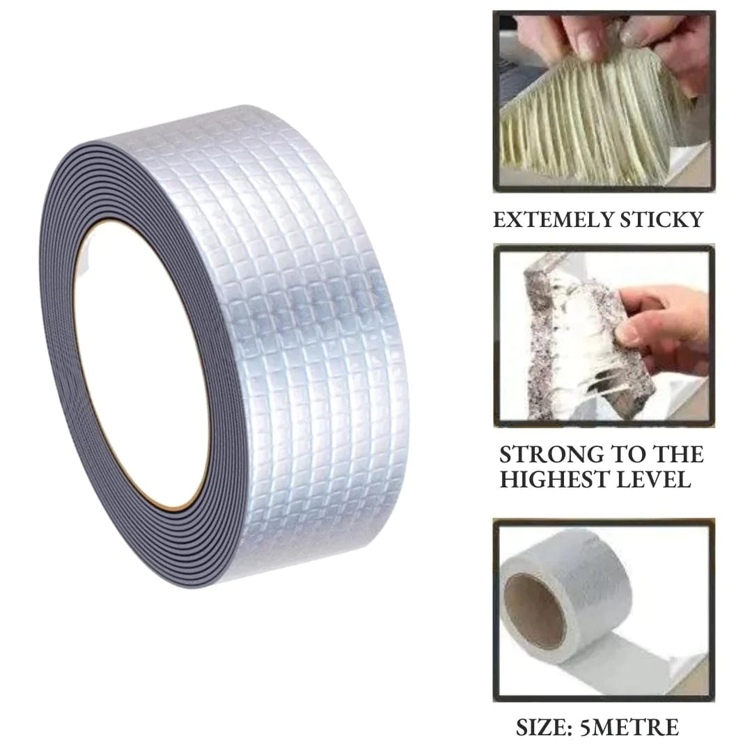 Aluminium Rubber Tape | Adhesive Waterproof Leakage Tape Aluminium Foil Pipe Repair Tape - Extra Long Roll - Aluminium Rubber Tape Waterseal Aluminium Rubber Tape