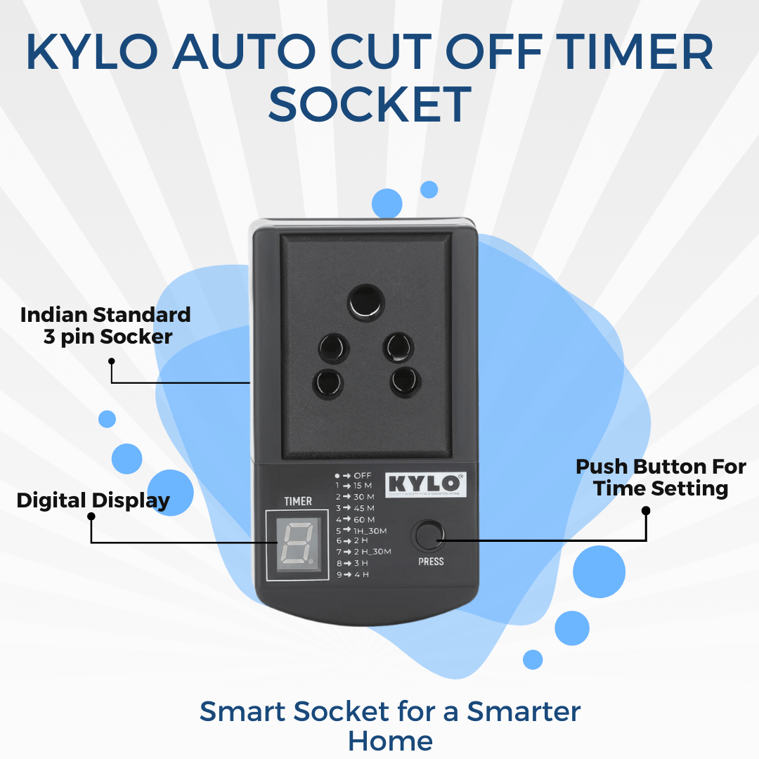 Automatic Cut Off Timer Socket Plug | Electronics Components Electric Timer Plug Sockets Automatic Cut Off Timer Socket Plug