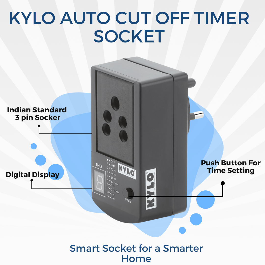 Automatic Cut Off Timer Socket Plug | Electronics Components Electric Timer Plug Sockets Automatic Cut Off Timer Socket Plug
