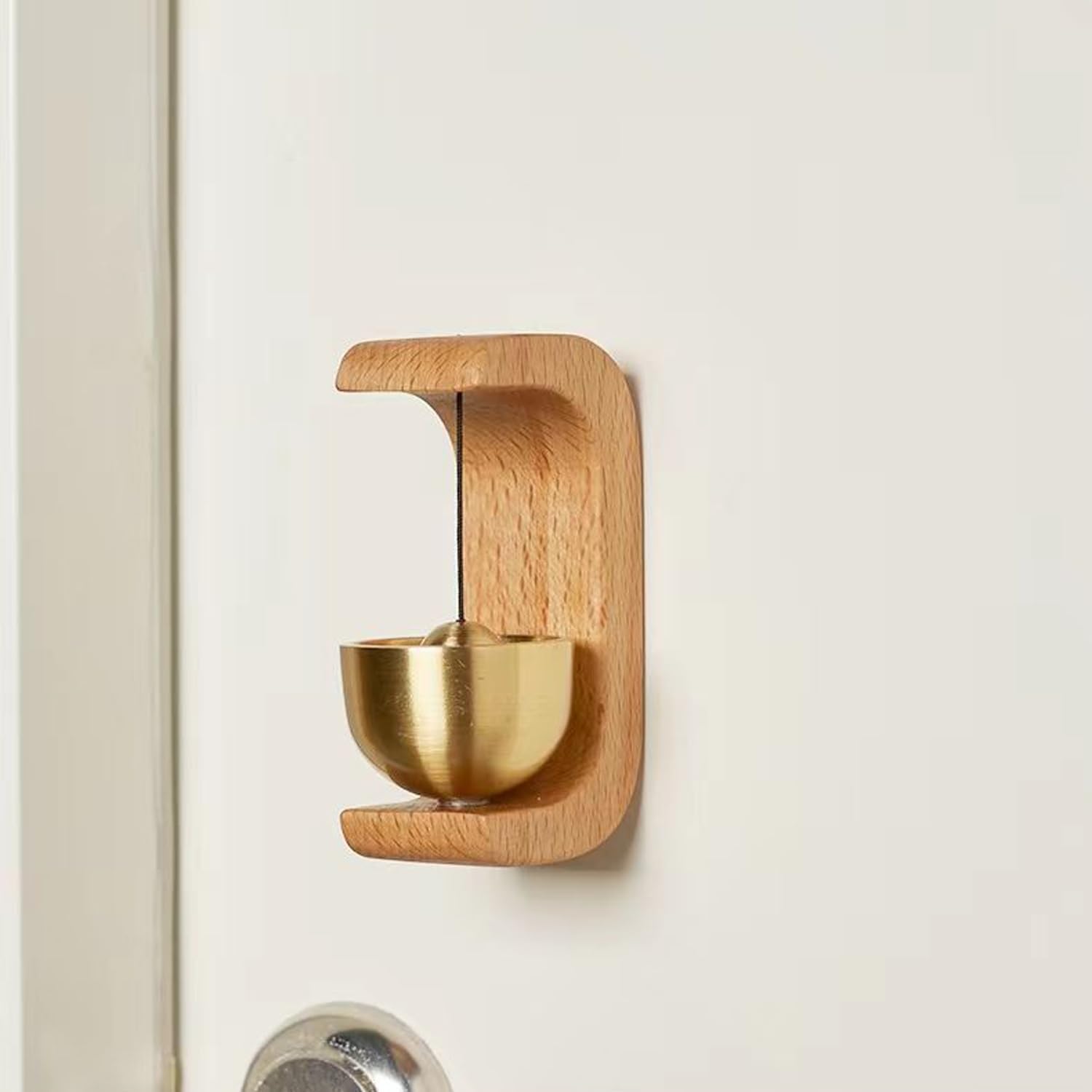 Beech Wooden Door Chime with Brass Bell | Door Bell Wooden Front Bells For Home Chime Doorbell - Beech Wooden Door Chime with Brass Bell