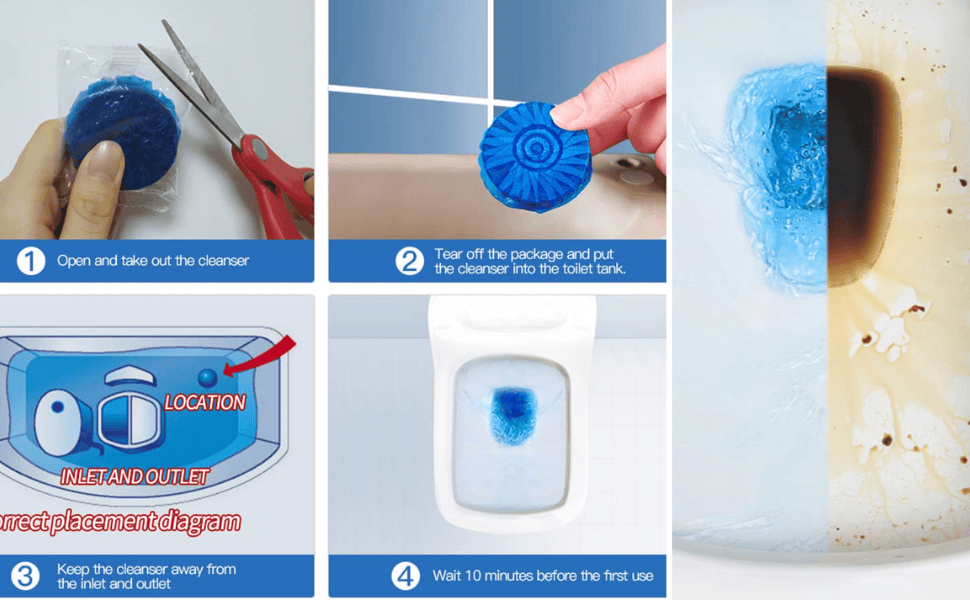 Blue Bubble Toilet Cleaner (Buy 1 Get 2 Free) | Toilet Cleaner Bathroom Cleaning Tablets Washroom Cleanliness Blue Bubble Toilet Cleaner (Set of 10)