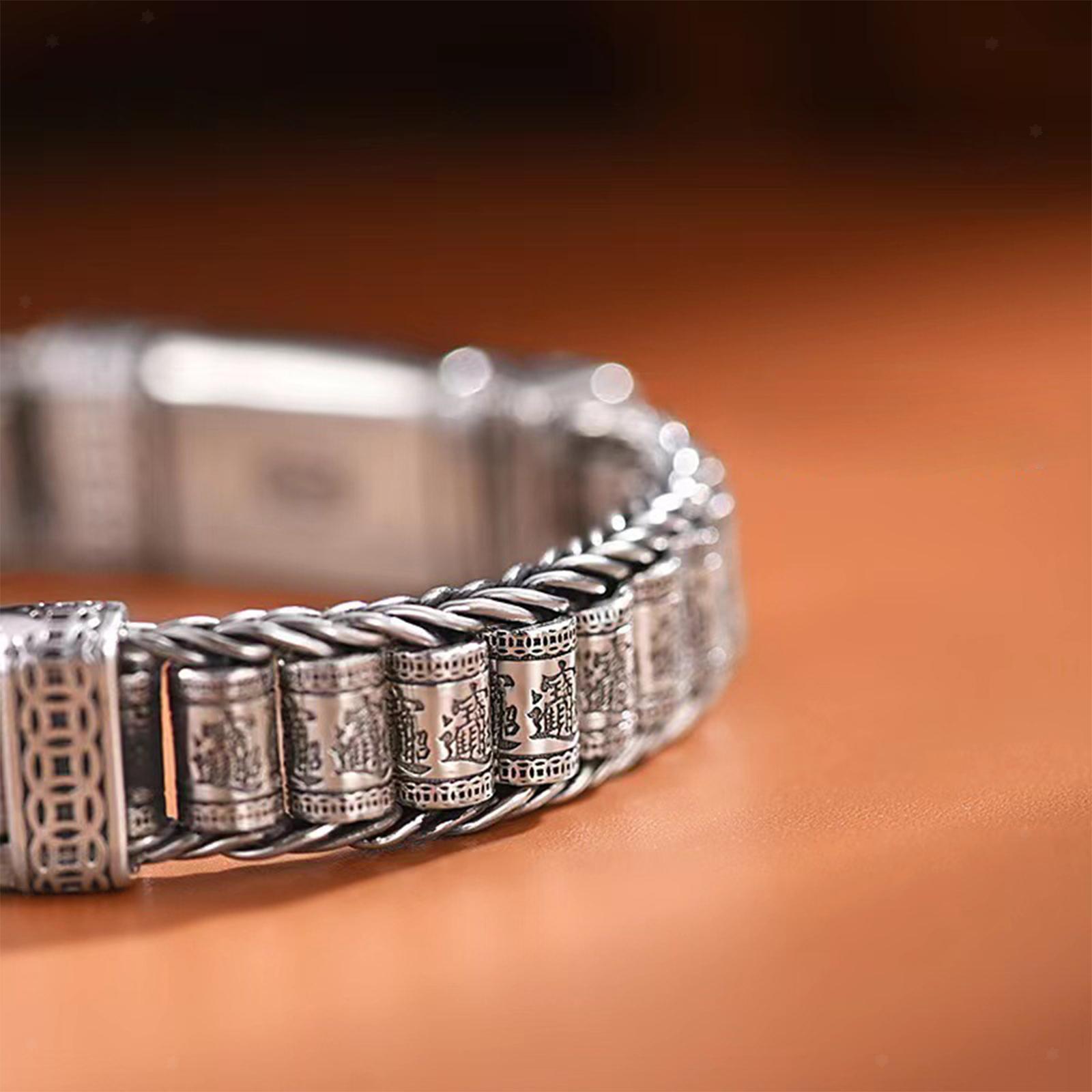 Buddhist Prayer Silver Wheel Bracelet Buddhist Prayer Silver Wheel Bracelet