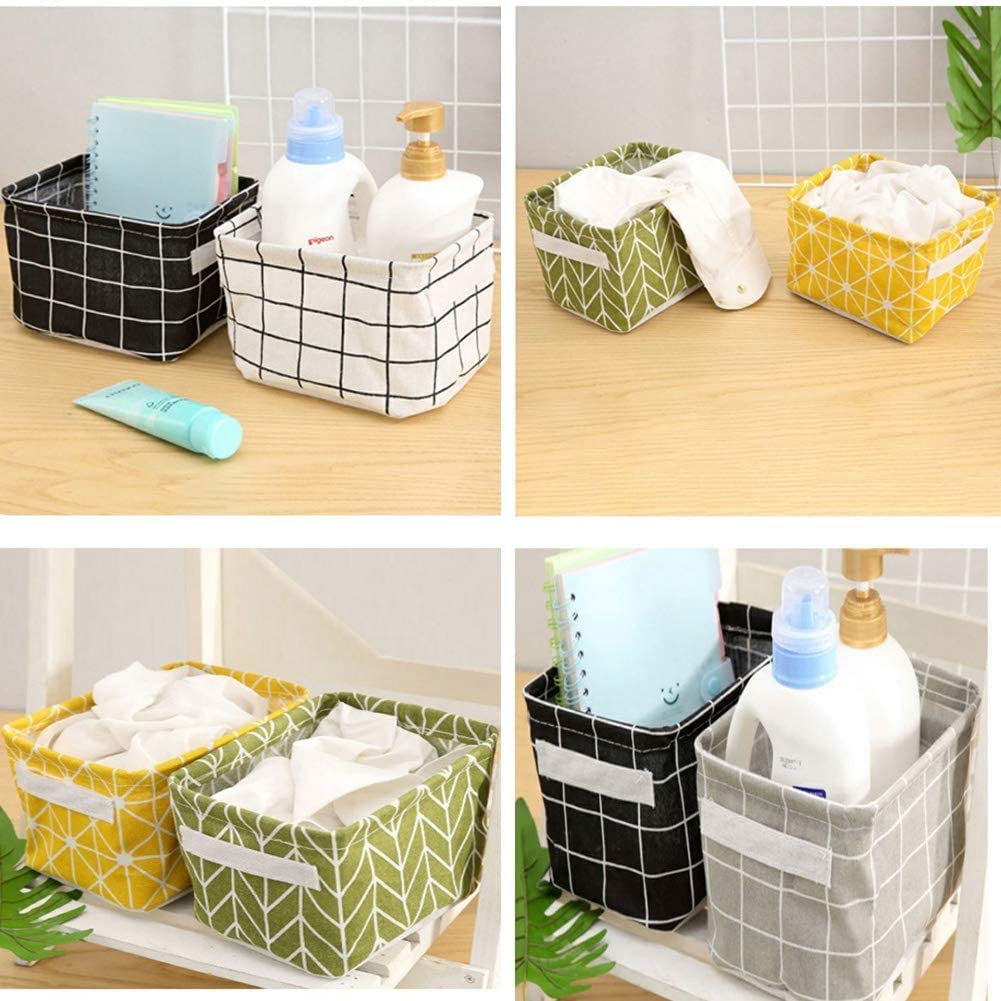 Canvas Foldable Storage Basket (Set of 4) | Plastic Basket Storage Box Cloth Organizer Wire Woven Baskets Canvas Foldable Storage Basket (Set of 4)