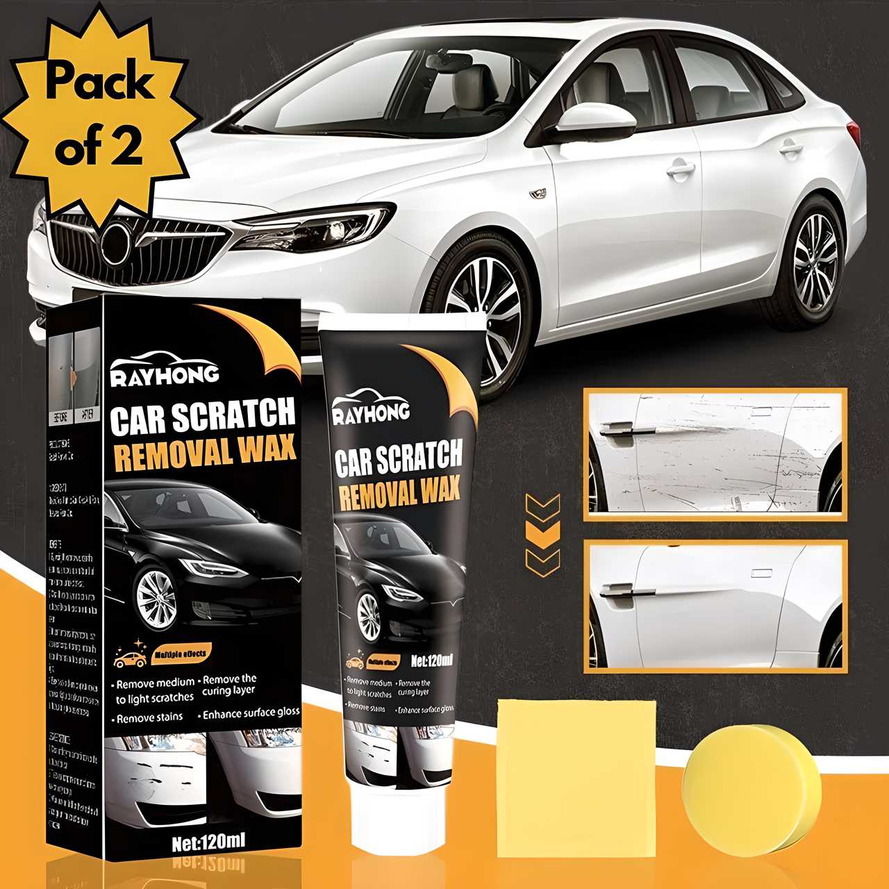 Car Scratch Removal Wax | Car Scratch Remover Repair Vehicle Car Wax Automotive Scratch Fixer Car Scratch Removal Wax (Pack of 2)