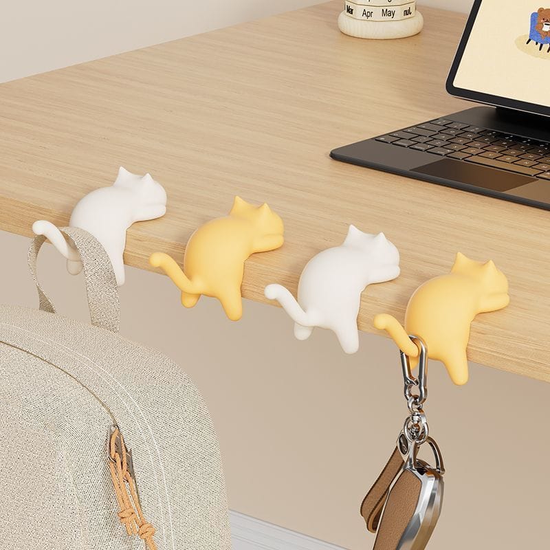Cat Table Sticky Hook (Set of 4) | Wall Hook Key Holder Hanger Mounted Table Cat Hooks Cat Table Sticky Hook (Set of 4)