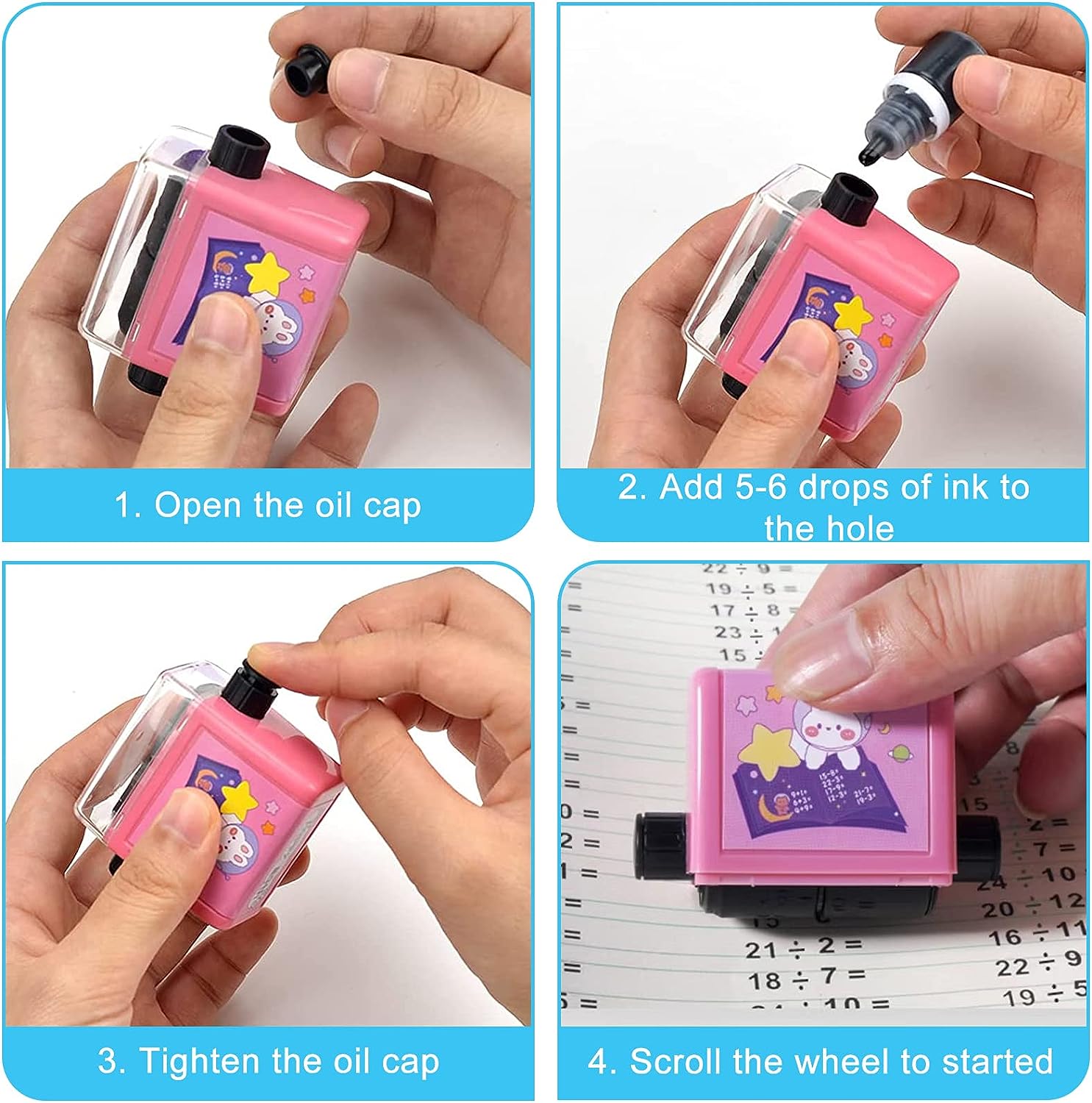 Childrens Stamps Roller Stamp Brain Improvement Device For Your brain  - Math Roller Stamp (Pack Of 2) Math Roller Stamp (Pack Of 2)