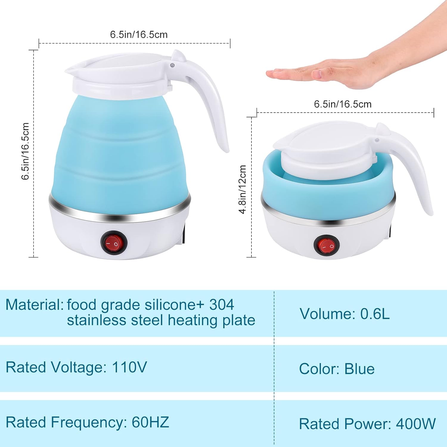 Collapsible Electric Kettle Foldable Water Boiler Travel Collapsible Electric Kettle