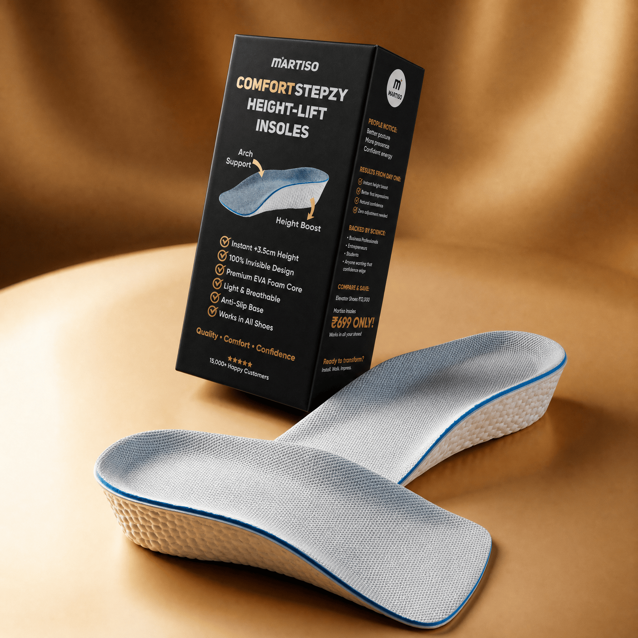 Comfortstepzy Height-lifting Insoles | Shoe Insoles Inner Soles Height Lifting Arch Support Enhancing  ComfortStepzy Height-Lifting Insoles
