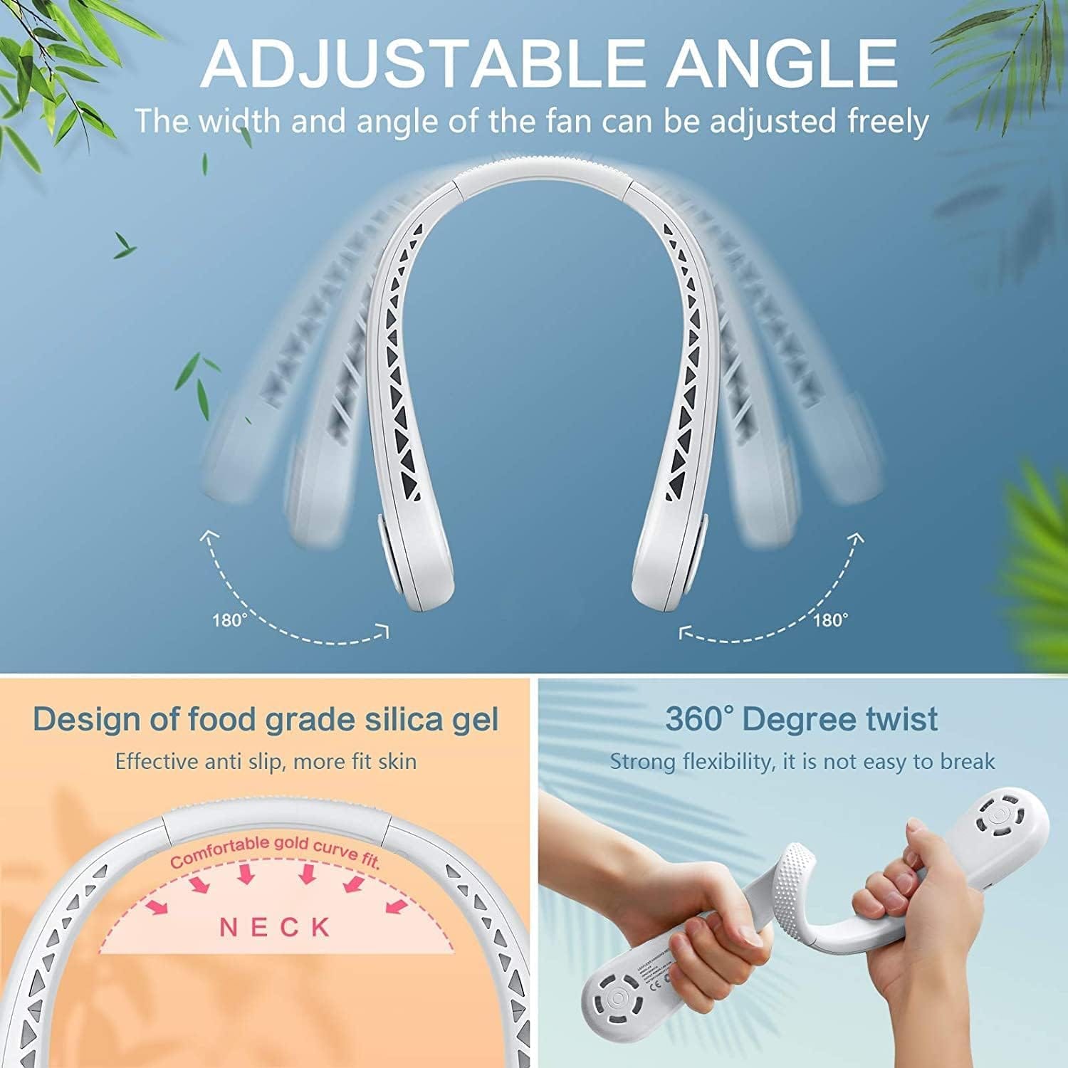 Cooling Rechargable Fan Portable Neck USB Mini Portable Neck Fan