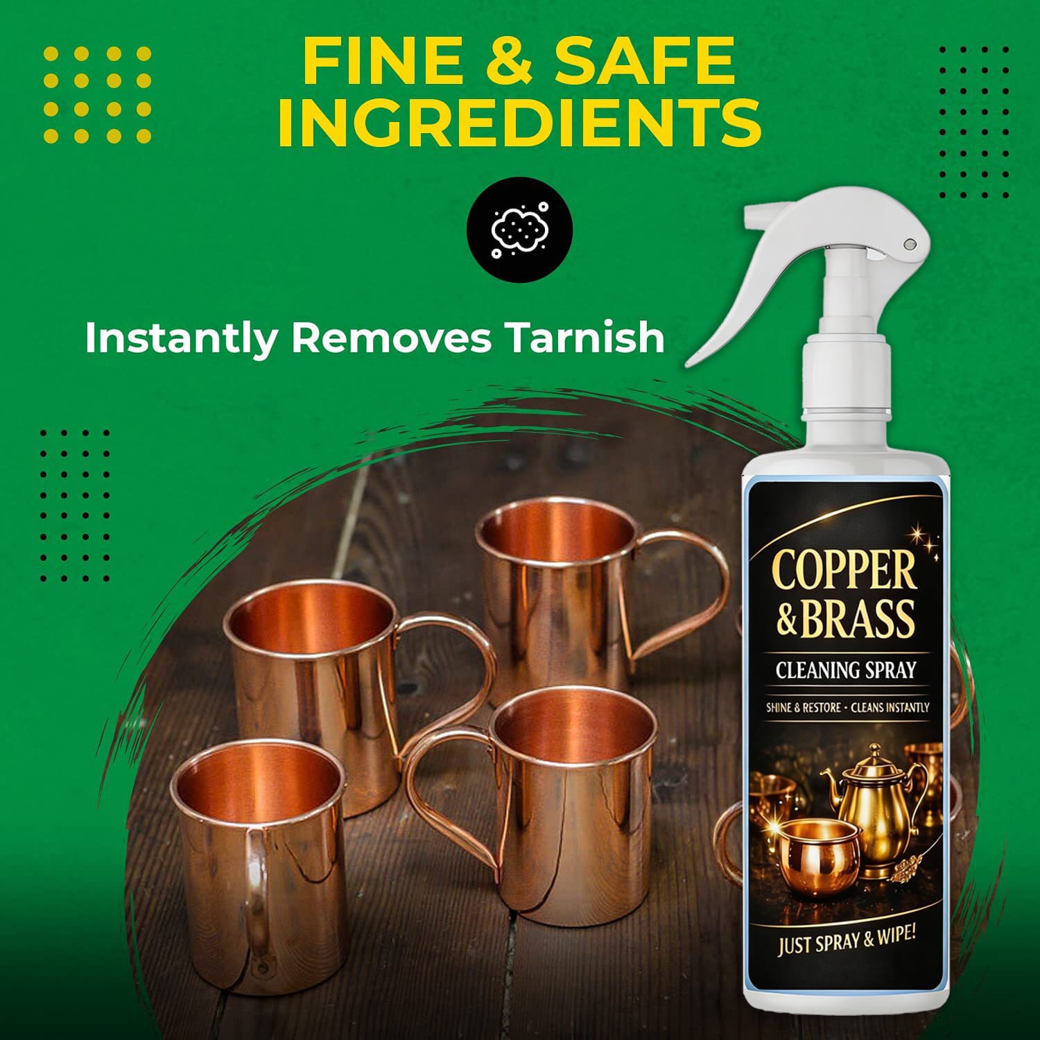 Copper & Brass Cleaning Spray (Set of 2) | Cleaner For Home Brass Cleaning Polish Spray Metal Clean Surface Copper & Brass Cleaning Spray (Set of 2)