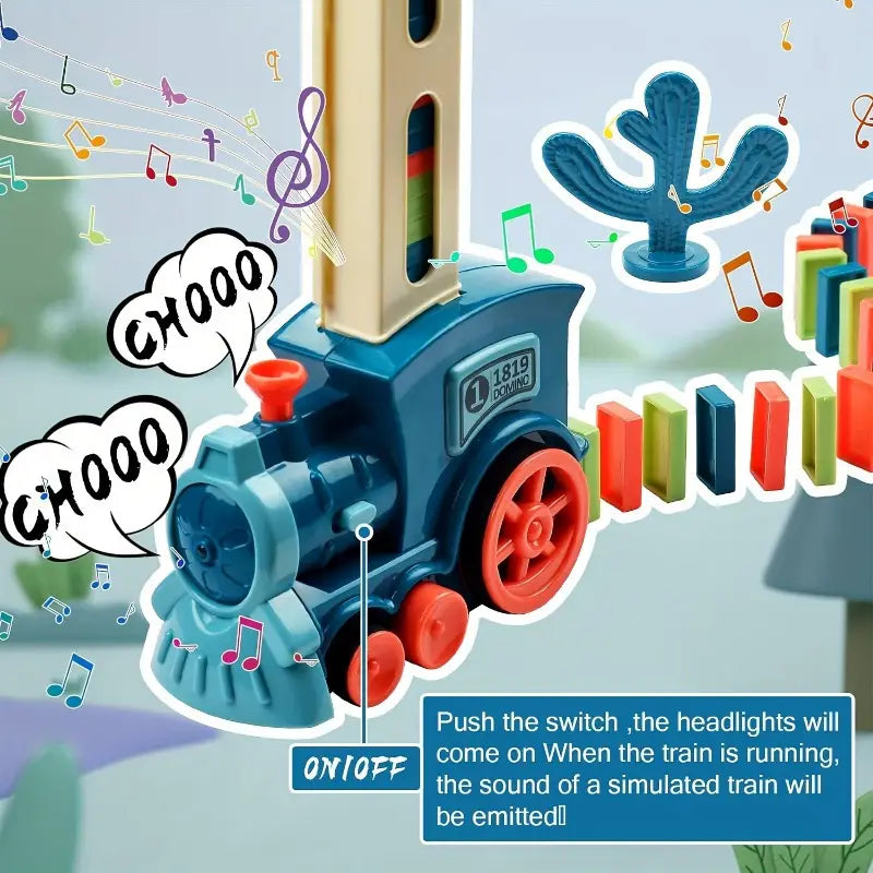 Domino Blocks Toy Train Automatic Stacking Game Set- Dominoe Blocks Toy Train Automatic Stacking Game Set - Domino Blocks Toy Train Automatic Stacking Game Set (Pack of 60 Blocks)