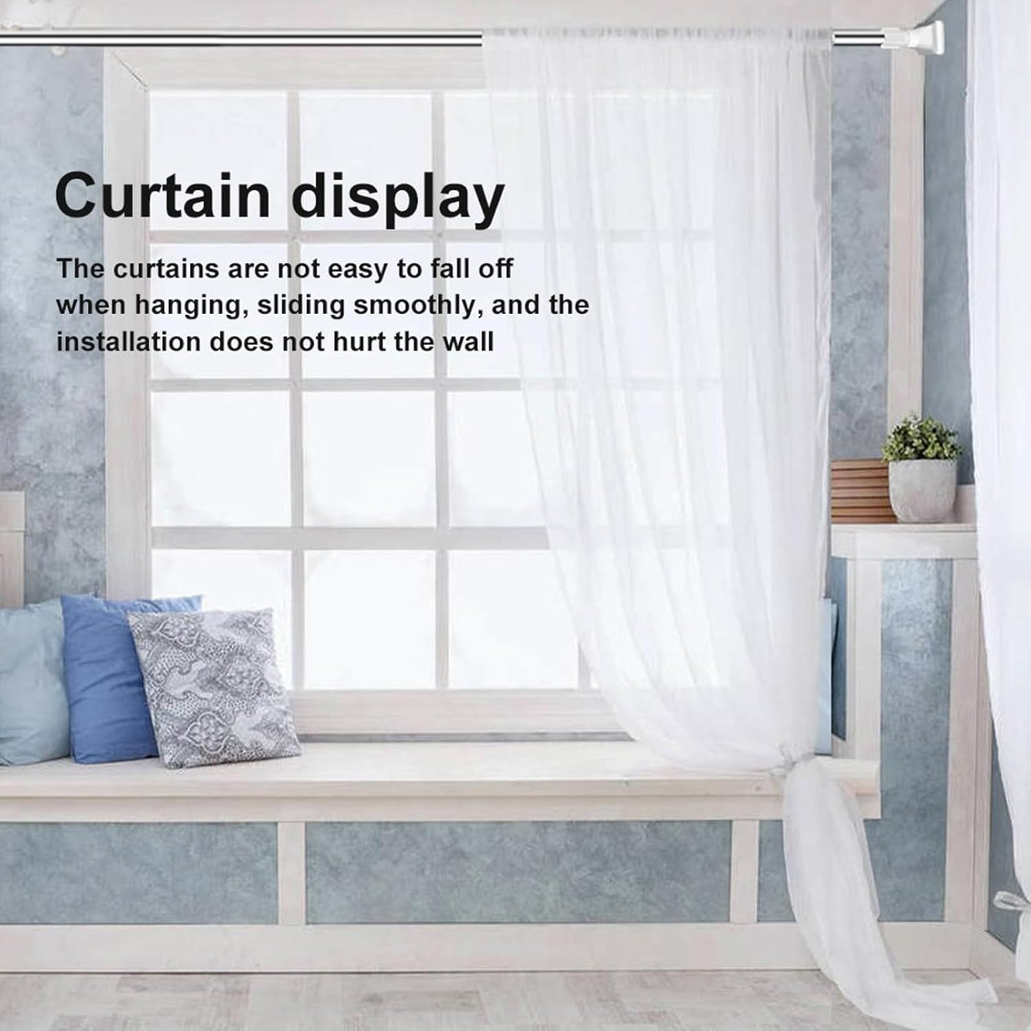 Drill-free Adjustable Rod | Curtain Rod Adjustable Extendable Door Curtains Window Rods - Drill-free Adjustable Rod
