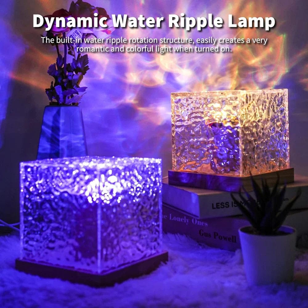 Dynamic Water Reflection Night Lamp | Night Table Lamp For Bedroom Home Decor Lights Nighlight Crystal Lamp Dynamic Water Reflection Night Lamp